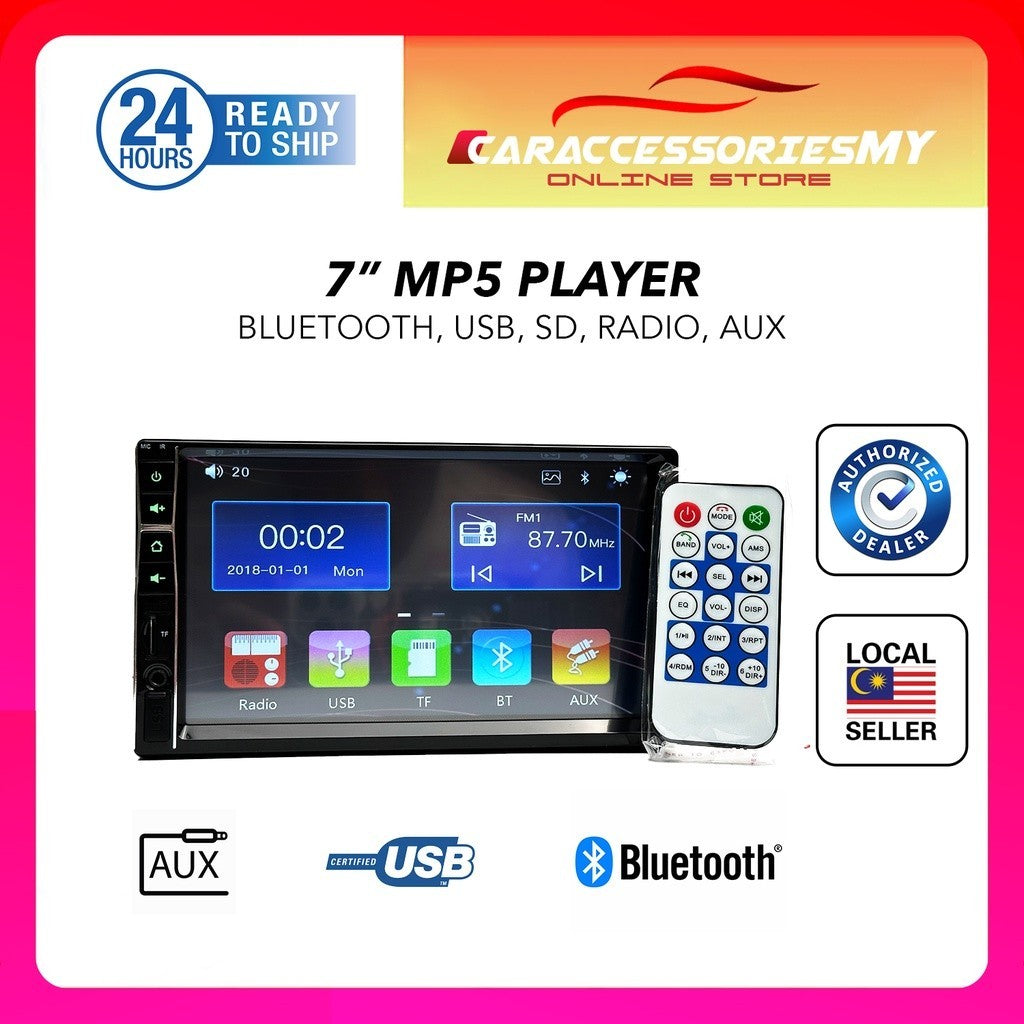 7'' HD Double 2 DIN Touchscreen Car MP5 Player Bluetooth video FM Radio USB SD parking camera