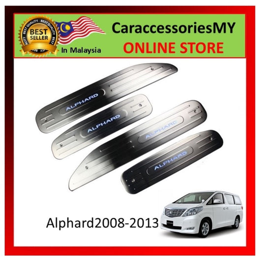 Toyota Alphard 2008 OEM Plug & Play Stainless Steel Blue LED Car Door Side Sill Step Plate
