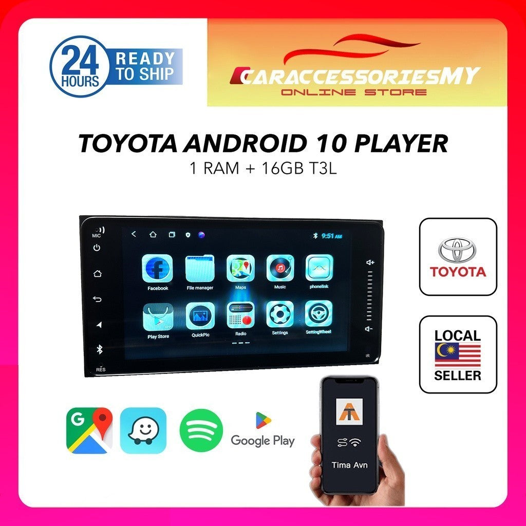 Toyota android car player 7 inch waze youtube 1+16 dvr usb vios myvi altis camry innova corolla