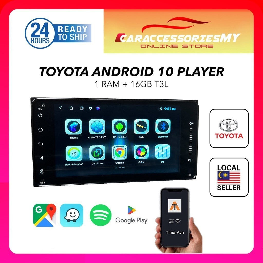 Toyota android car player 7 inch waze youtube 1+16 dvr usb vios myvi altis camry innova corolla