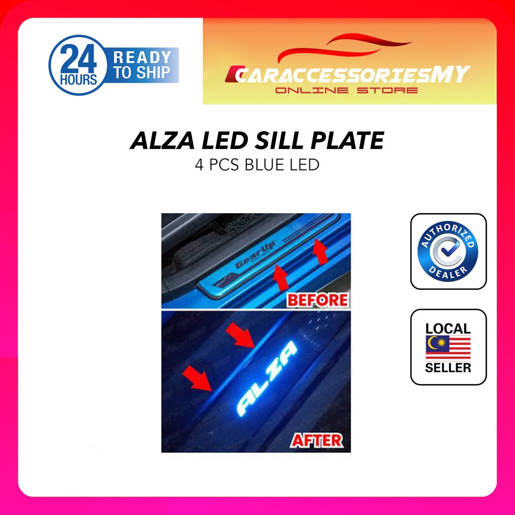 perodua alza led side sill plate blue door step side steps 4pcs