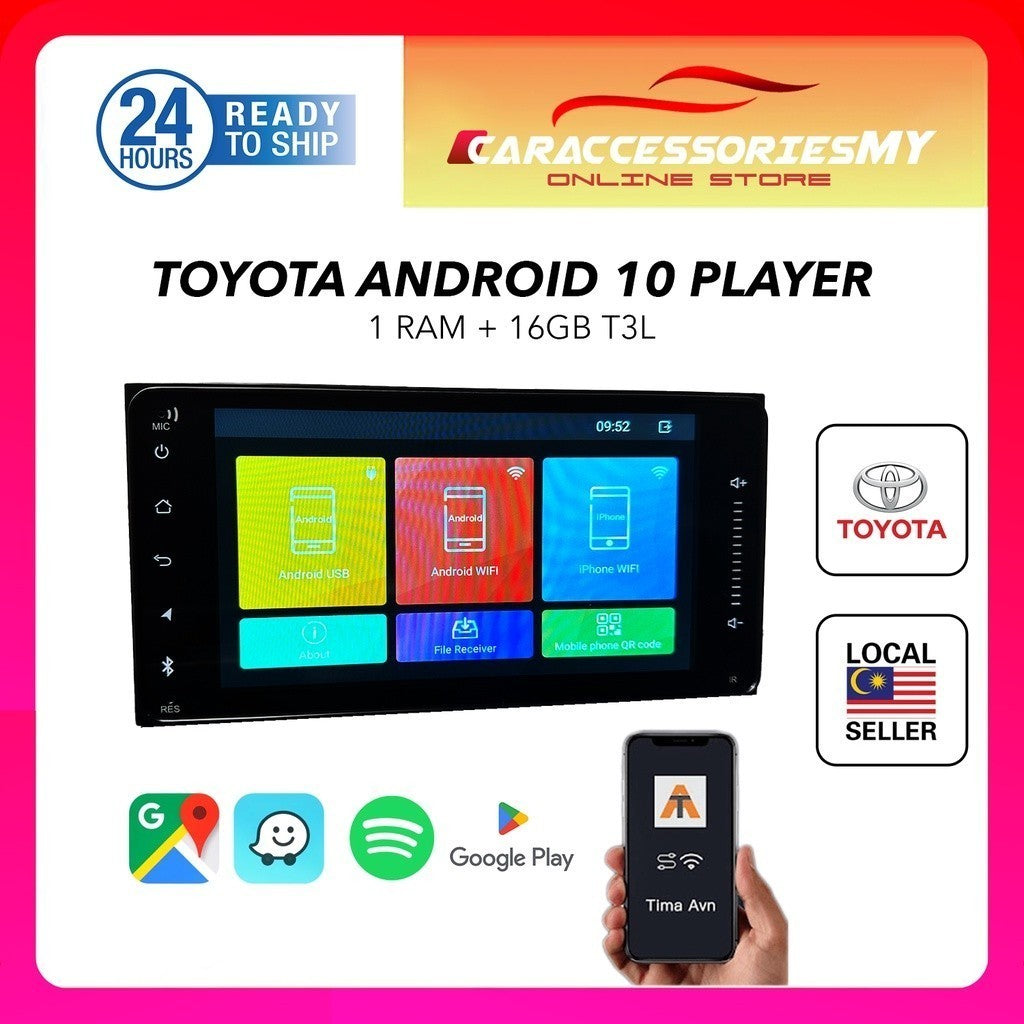 Toyota android car player 7 inch waze youtube 1+16 dvr usb vios myvi altis camry innova corolla