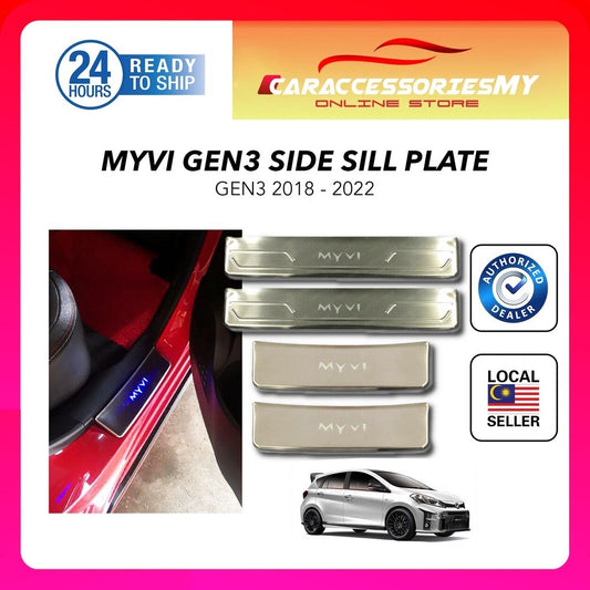 perodua myvi gen3 new side sill plate door step side steps led 2018 to 2022 car door led