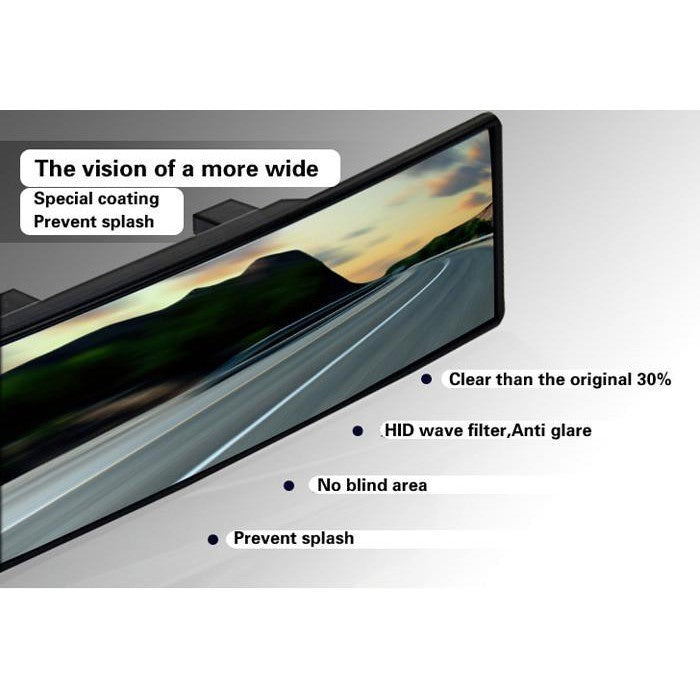 280mm Universal Flat Panoramic Wide Angle Car Interior Rear View Mirror car