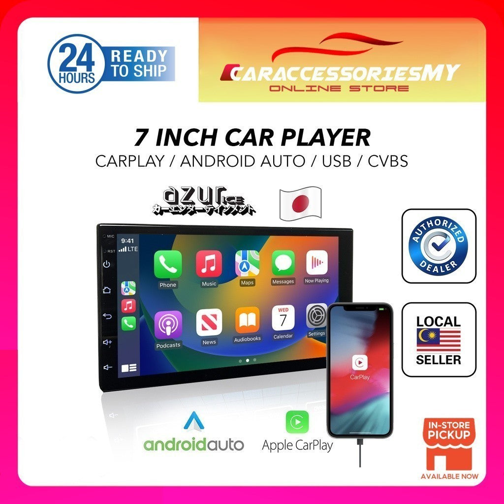Azur Ice Universal 7 Inch Double Din Car MP5 Bluetooth FM USB Player Mirror Link android auto apple carplay cvbs screen