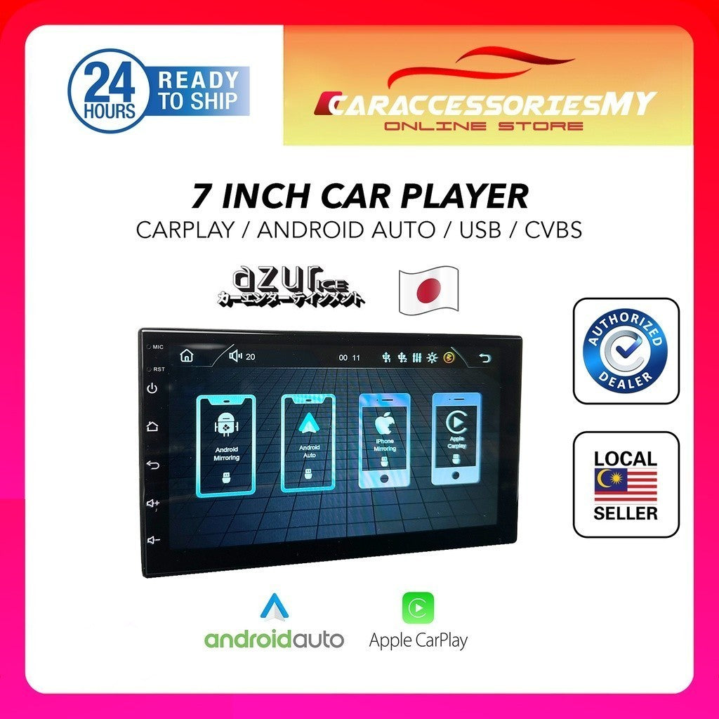 Azur Ice Universal 7 Inch Double Din Car MP5 Bluetooth FM USB Player Mirror Link android auto apple carplay cvbs screen