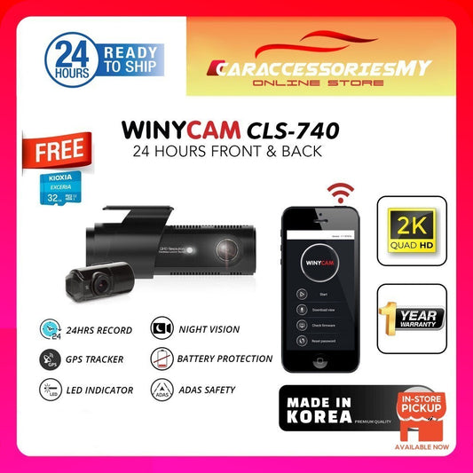 Winycam CLS-740 24 hours dashcam hidden dvr dual channel parking camera 2k qhd fhd korea car recorder adas wifi 行车记录仪