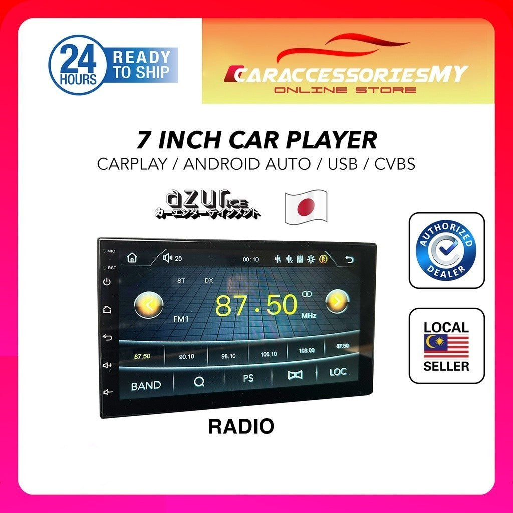 Azur Ice Universal 7 Inch Double Din Car MP5 Bluetooth FM USB Player Mirror Link android auto apple carplay cvbs screen