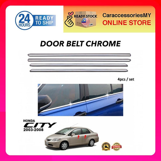 Honda City 2003-2008 3D Door Belt Moulding Stainless Steel 4 pcs/set DOOR WINDOW TRIM