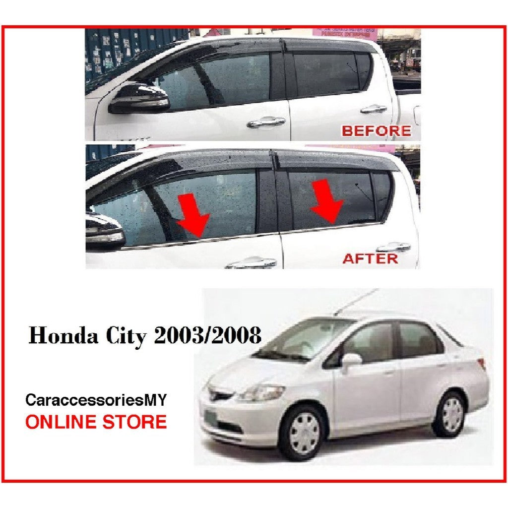 Honda City 2003-2008 3D Door Belt Moulding Stainless Steel 4 pcs/set DOOR WINDOW TRIM