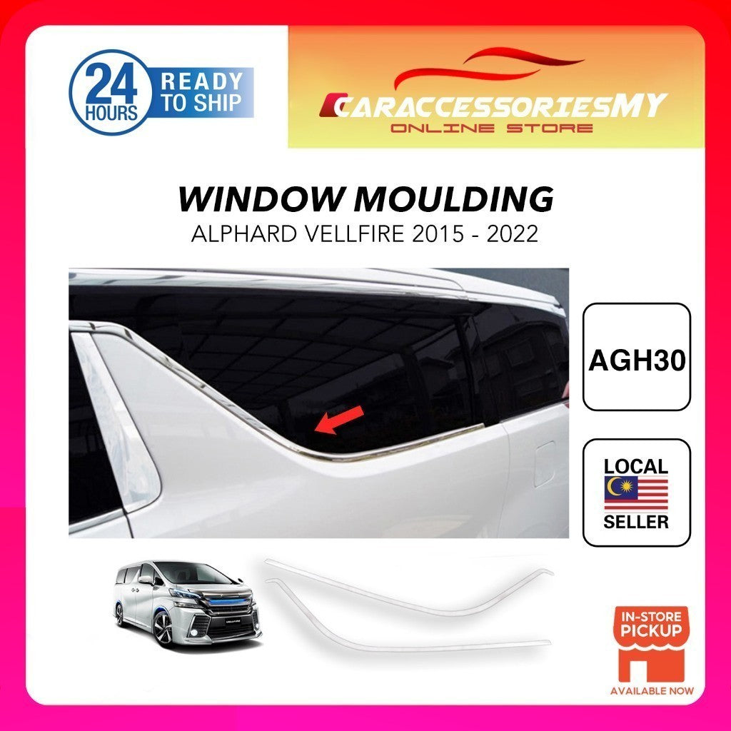 Toyota Alphard Vellfire AGH30 2015 Second Door Weather Strip Mall Door Chrome Window Moulding Chrome Cover Trim Garnish