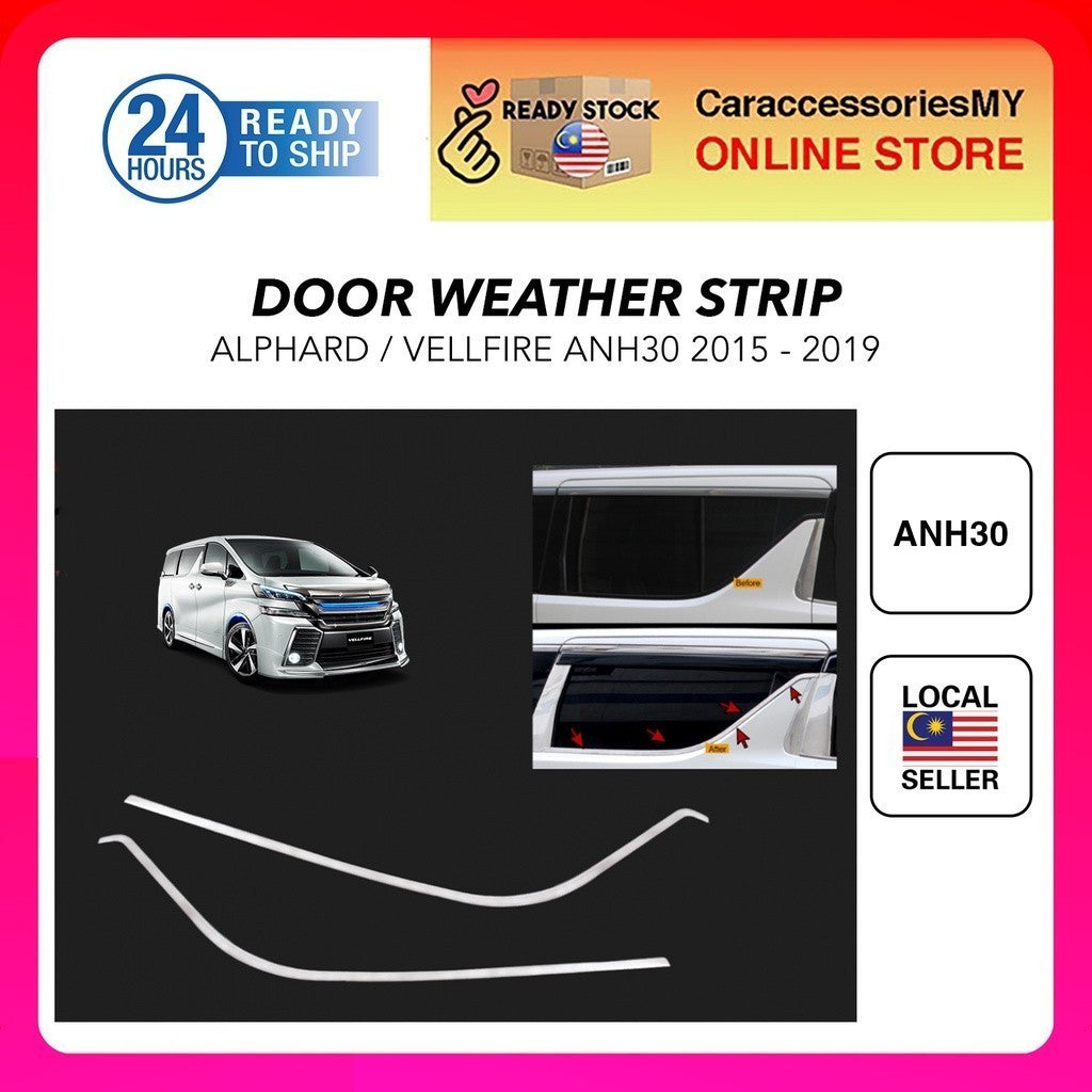 Toyota Alphard Vellfire AGH30 2015 Second Door Weather Strip Mall Door Chrome Window Moulding Chrome Cover Trim Garnish