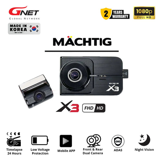 GNET MACHTIG X3 GNet 1080P 24 hours 2CH Car Dashcam Front Rear dvr car recorder fhd hd made in korea
