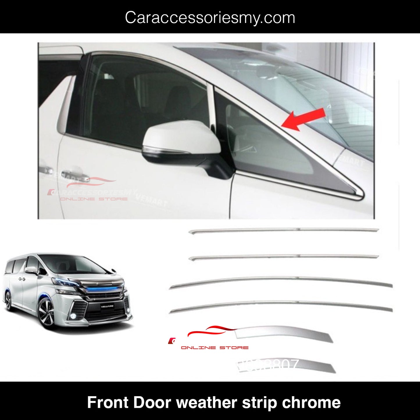 Toyota Alphard Vellfire Weather strip chrome YH519